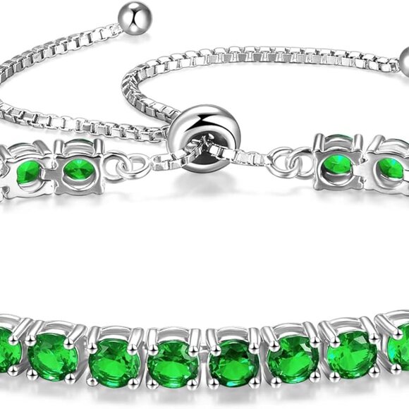 Birthstone Bracelet Jewelry for Women Sterling Silver Tennis Bracelet Classic Bo